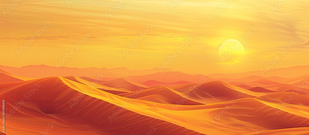 Poster sunset in the desert sand dunes background. copy space image. place for adding text or design