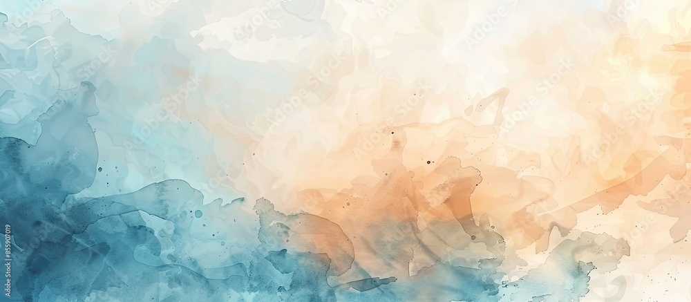 Poster the watercolor background combines digital graphics of mist with blue-beige tone vortex. copy space 