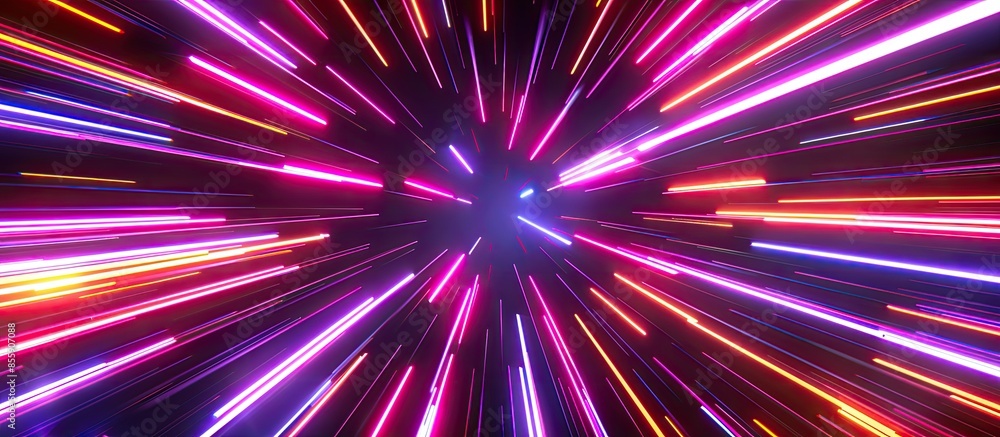 Aufkleber light rays. neon radial lines background for comic book. circular geometric space background. copy s