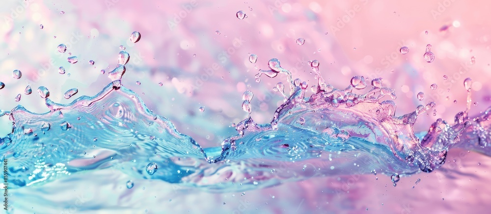 Poster water splashes on a pastel background glass abstract. copy space image. place for adding text and de