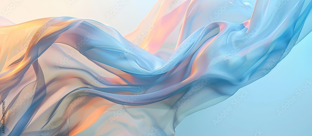 Aufkleber blue silk flying on pastel background. abstract texture. copy space image. place for adding text and