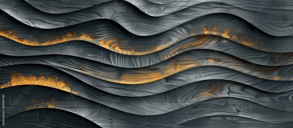 Aufkleber embossed yellow gray wood texture with wavy lines and wood fibers, volume effect, close-up abstract 