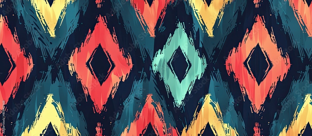Poster ethnic traditional ikat chevron seamless pattern for fabric textile background and wallpaper. copy s