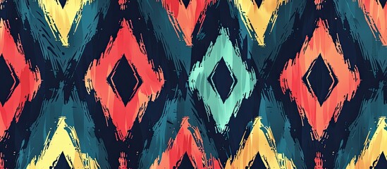 Ethnic  traditional ikat chevron seamless pattern for fabric textile background and wallpaper. Copy space image. Place for adding text and design