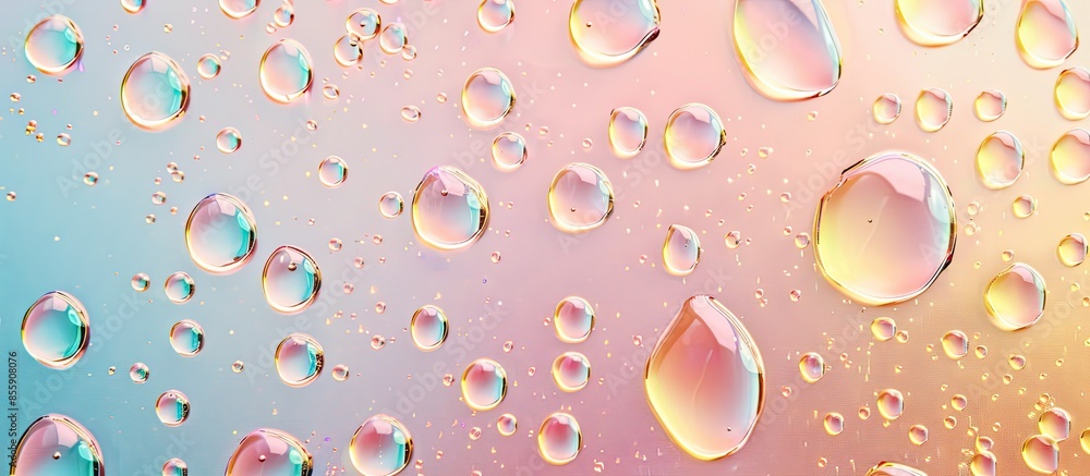 Poster raindrops isolated on pastel background glass isolated on pastel background glass. copy space image.