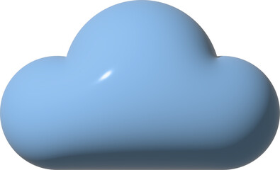 둥근 하늘색 3D 구름 일러스트