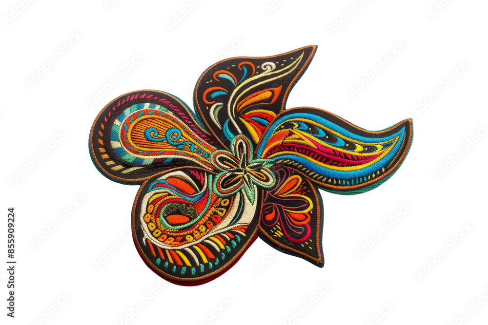 Poster beautiful intricate colorful mandala-style flower design with vibrant patterns and swirls on a trans