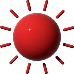 빨간색의 3D 태양