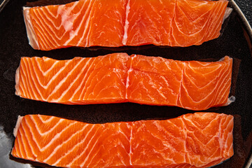 raw salmon fillet red fish seafood meal food snack on the table copy space food background rustic top view