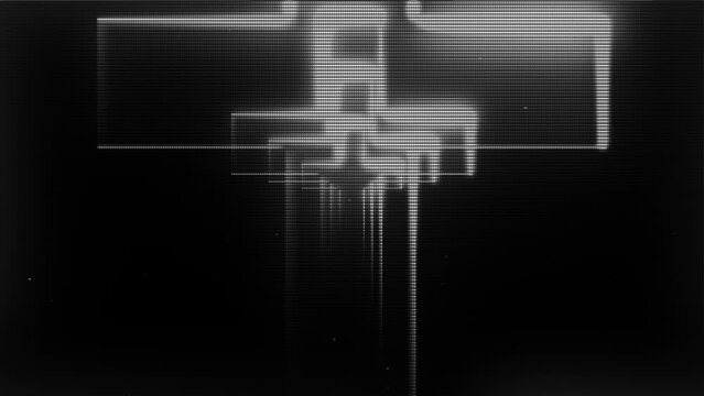 Gothic Cross in Distressed Film. Cross illuminated in an old, cracked film style with static and glitches. Halloween, gothic spooky themes, horror projects, social media posts, banners, promotional
