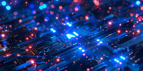 Obraz premium AI Learning and artificial intelligence. Quantum computer technologies. Aİ