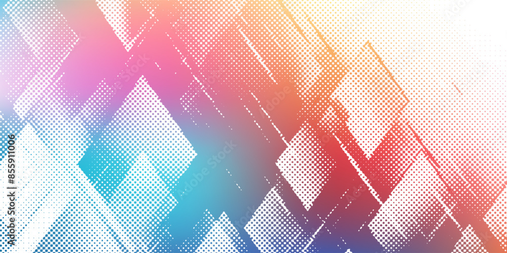 Poster a horizontal banner of gray boxes blocks with a geometric background