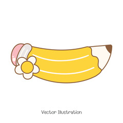 Cute Pencil, Back to school. Vector Illustration