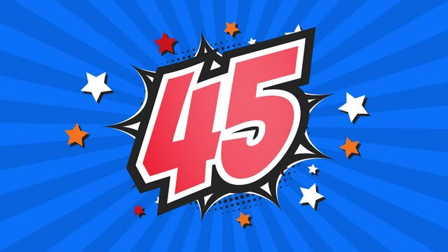 Animation of Number 45 - Forty-Five - 45th forty-fifth