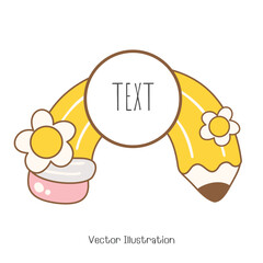 Cute Pencil, Back to school. Pencil Name Tag. Vector Illustration