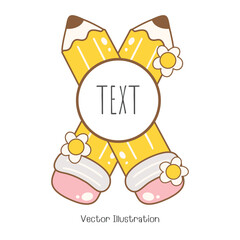 Cute Pencil, Back to school. Pencil Name Tag. Vector Illustration