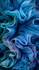 Obraz premium A mesmerizing flow of interconnected lines in shades of blues and greens, cascading down the 9:16 canvas, 
