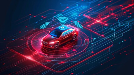 Automobile with GPS tracking signal, locating vehicle.