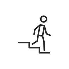 walking down stairs, linear style icon. Editable stroke width