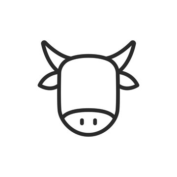 recommend clip art: Cow head, linear style icon. livestock and agriculture. Editable stroke width