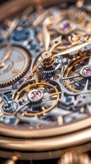 Close-up of intricate watch mechanism