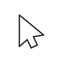 Arrow cursor, linear style icon. traditional arrow cursor for navigation. Editable stroke width.