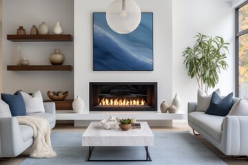 Cozy living room with modern fireplace
