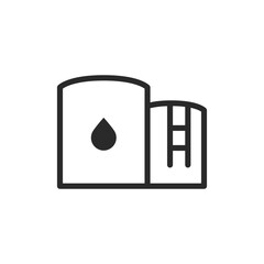 Oil storage tanks, linear style icon. oil storage, fuel, or energy sector. Editable stroke width.