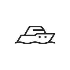 Yacht on water, linear style icon. Sailboat. Editable stroke width