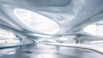 Obraz premium Abstract architectural building design with open space courtyard.