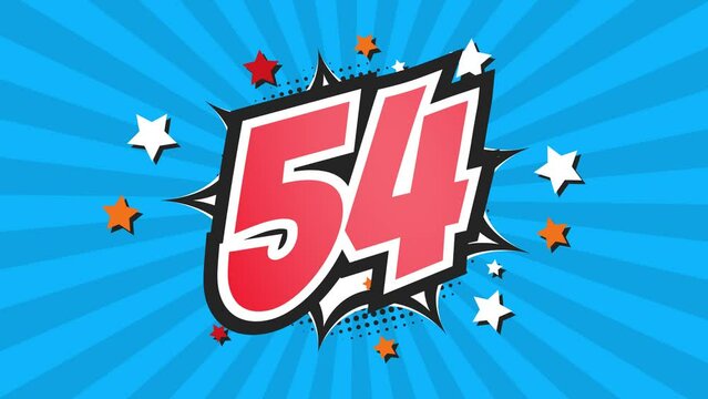 Animation of Number 54 - Fifty-Four - 54th fifty-fourth