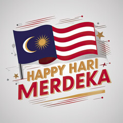 National Day, illustration, hand holding Malaysian flag, National Day Poster, Malaysia independence day, Happy Malaysia's Independence Day, 31 August. Banner, Poster,