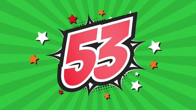 Animation of Number 53 - Fifty-Three - 53rd fifty-third