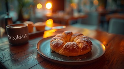 Breakfast Concept with Coffee and Croissants at Hotel