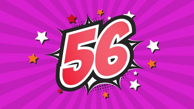 Animation of Number 56 - Fifty-Six - 56th fifty-sixth