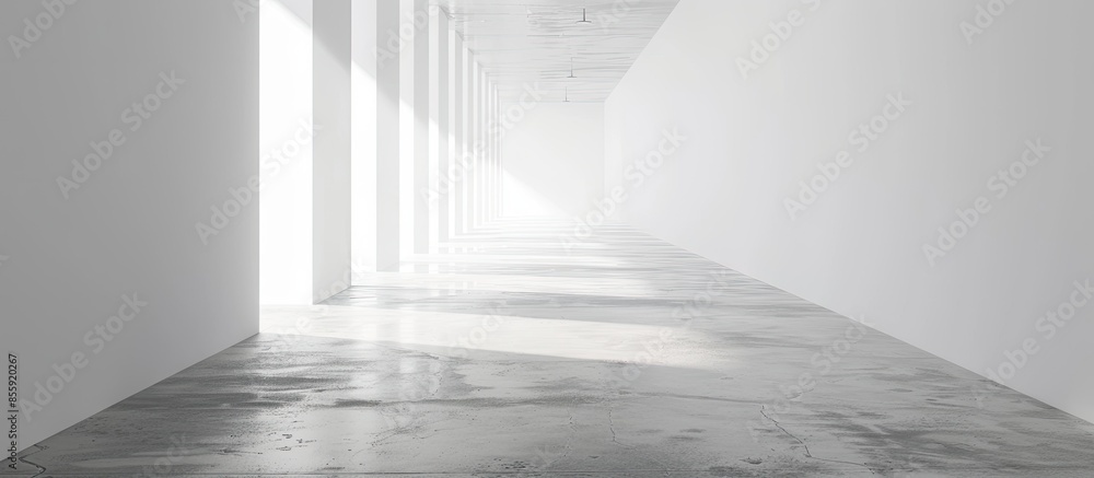 Poster empty space in a white room. copy space image. place for adding text and design