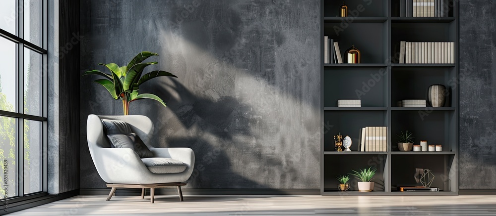 Poster modern interior study room. copy space image. place for adding text and design