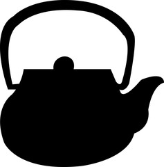 Tea pot, Camping Kettle fill Icon of a Portable Campfire Kettle for Boiling Water during Outdoor Adventures and Camping. Drinking coffee pot. Vector sign and symbol isolated on transparent background.