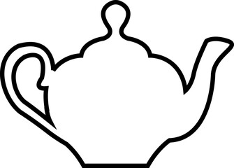 Tea pot, Camping Kettle line Icon of a Portable Campfire Kettle for Boiling Water during Outdoor Adventures and Camping. Drinking coffee pot. Vector sign and symbol isolated on transparent background.