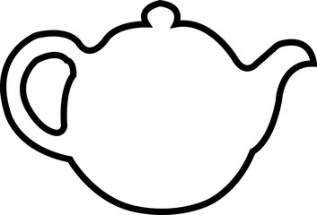 Tea pot, Camping Kettle line Icon of a Portable Campfire Kettle for Boiling Water during Outdoor Adventures and Camping. Drinking coffee pot. Vector sign and symbol isolated on transparent background.