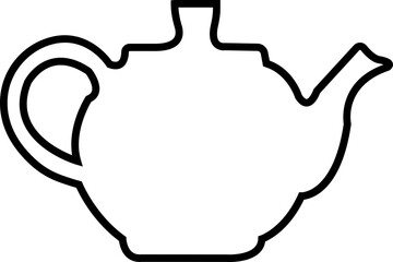 Tea pot, Camping Kettle line Icon of a Portable Campfire Kettle for Boiling Water during Outdoor Adventures and Camping. Drinking coffee pot. Vector sign and symbol isolated on transparent background.