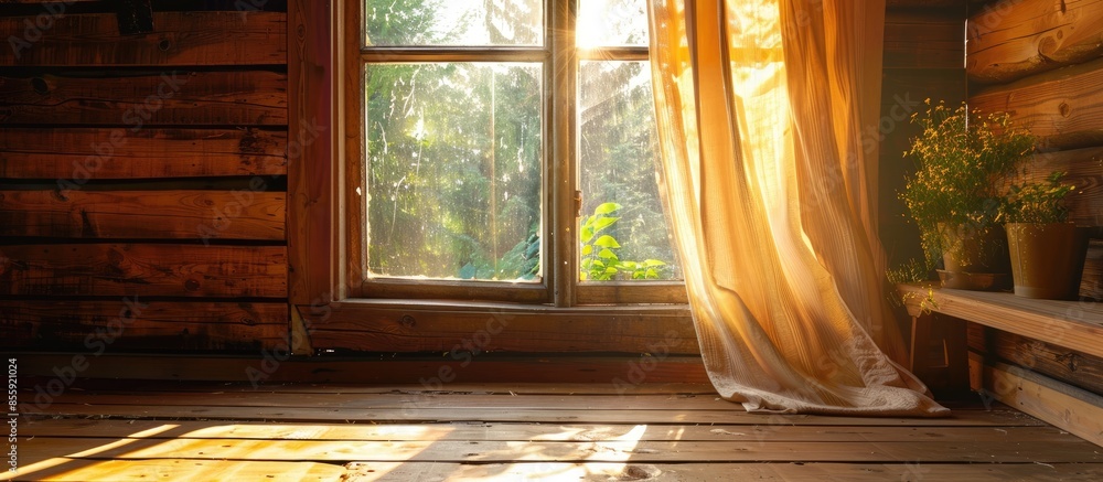 Aufkleber cozy decree in a wooden house. copy space image. place for adding text and design