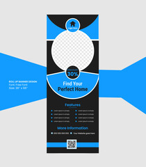 Fototapeta premium Innovative Real estate Roll up banner with shapes Set of Real estate roll up banner template