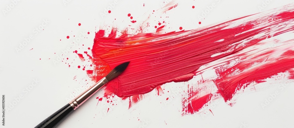 Poster a brush paint in red pastel background design watercolor. copy space image. place for adding text an
