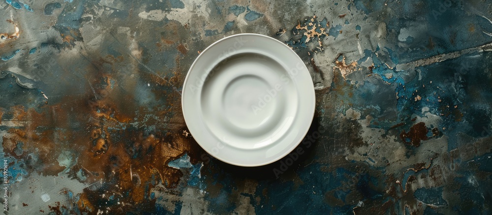 Poster closeup of porcelain plate from above. copy space image. place for adding text and design