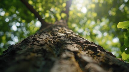 Fototapeta premium View of a tree trunk from underneath