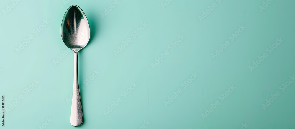 Poster soup spoon. isolated on pastel background, file includes a excellent clipping path. copy space image