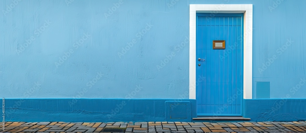 Poster project of exterior colored door. copy space image. place for adding text and design