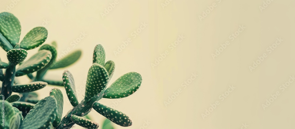 Poster close up of a decorative cactus houseplant. copy space image. place for adding text and design