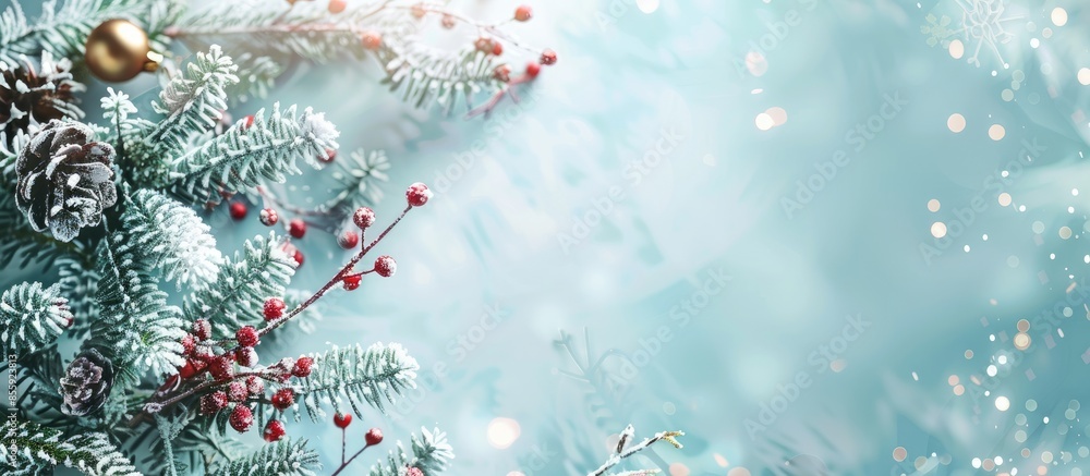 Poster christmas frame pastel background christmas design. copy space image. place for adding text and desi